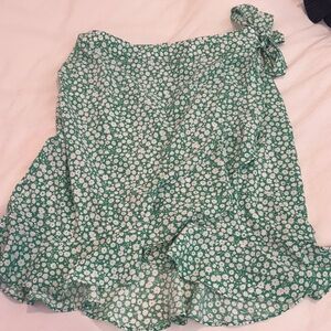 Floral Green Wrap Skirt